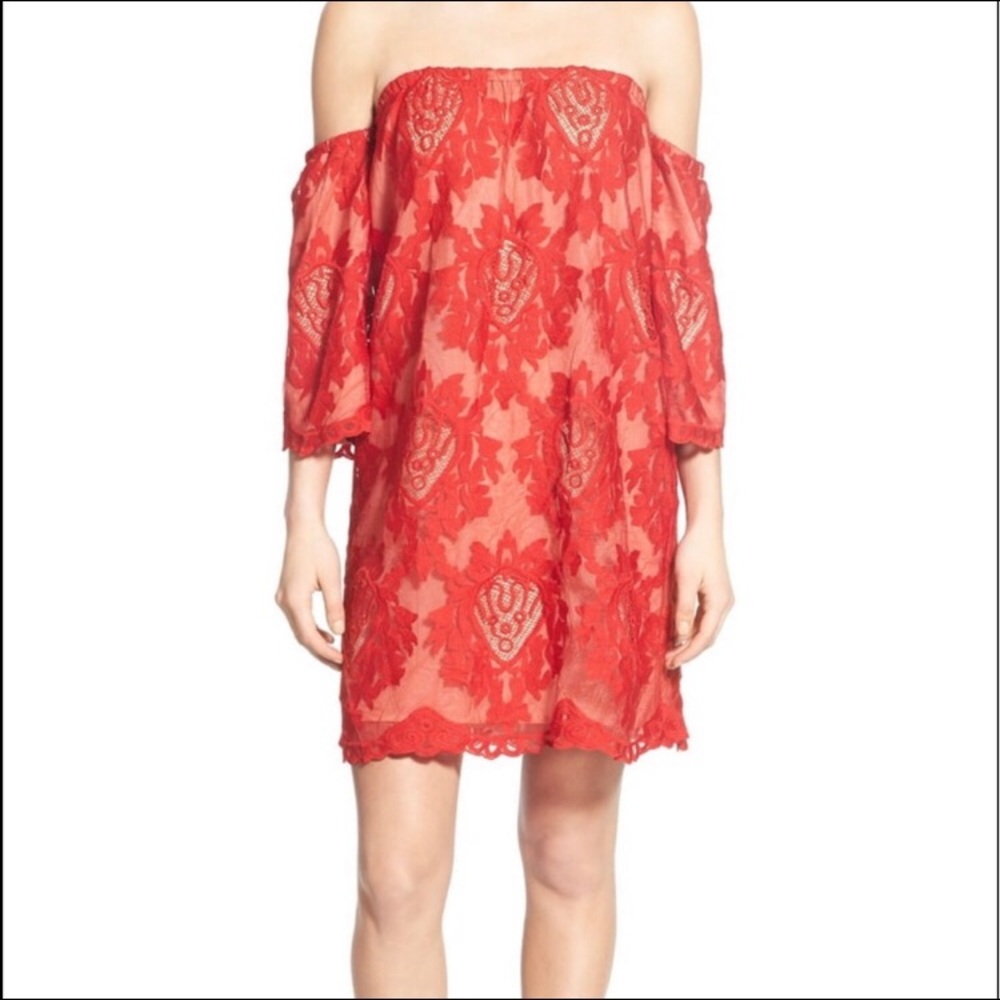 Nordstrom “Storee” Red Lace Dress (S) NWT